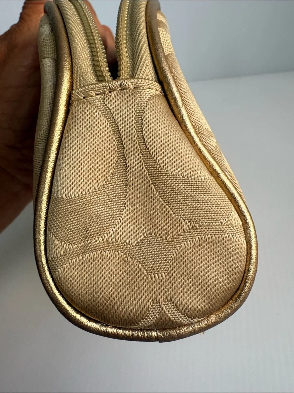 Coach Metallic Gold Monogram Cosmetic Case Limited Edition EUC